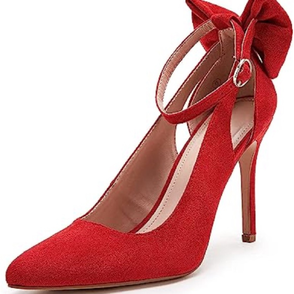 PiePieBuy Women's Pointed Toe High Heels Ankle Strap D'Orsay Pumps Shoes Bow